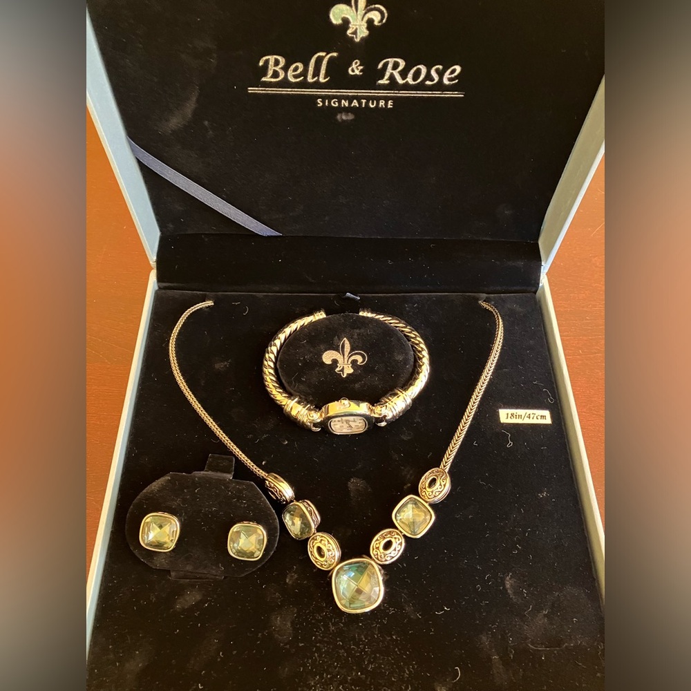 NEVER WORN Bell & Rose Watch, Earring, Necklace set
